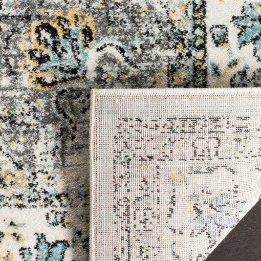 SAFAVIEH Evoke Collection Area Rug - 9' x 12', Grey & Gold, Shabby Chic Oriental Medallion Design, Non-Shedding & Easy Care, Ideal for High Traffic Areas in Living Room, Bedroom (EVK220B) - Image 2