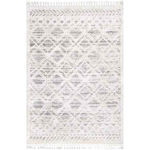 nuLOOM 8x11 Ansley Moroccan Tassel Area Rug, Light Grey, High-Low Textured Bohemian Design, Plush High Pile, Stain Resistant, For Bedroom, Living Room, Hallway, Entryway - Image 8