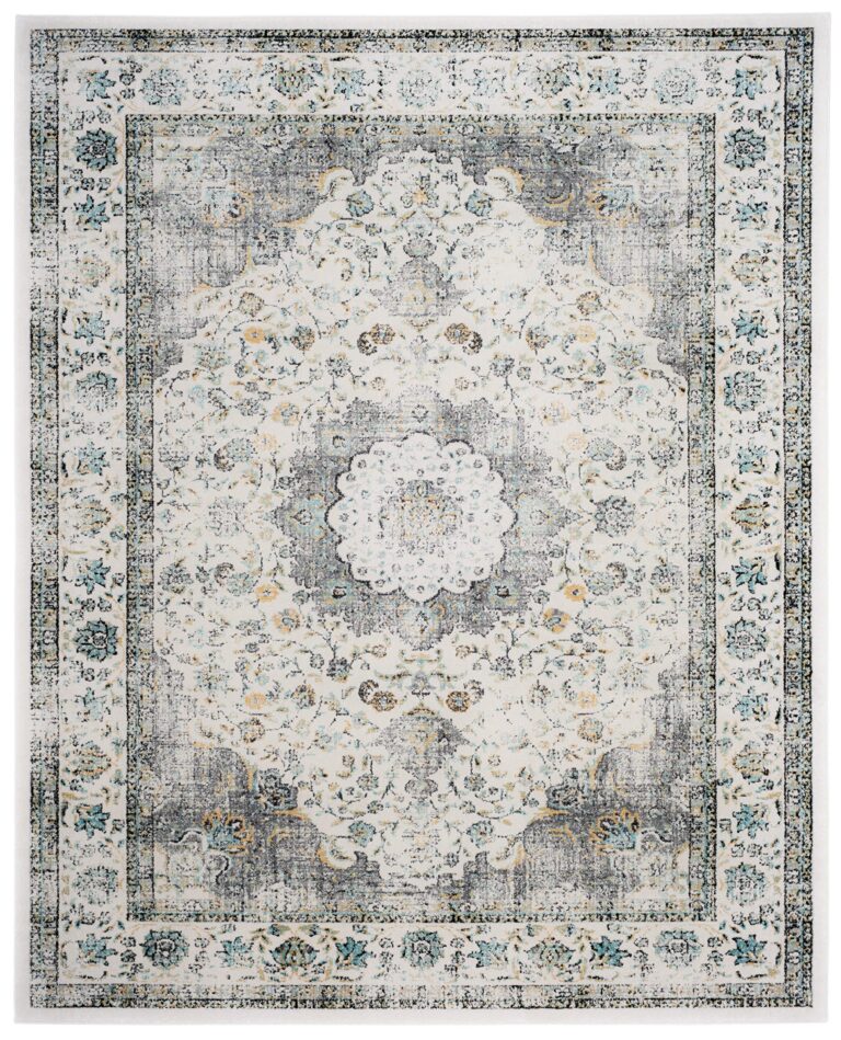 SAFAVIEH Evoke Collection Area Rug - 9' x 12', Grey & Gold, Shabby Chic Oriental Medallion Design, Non-Shedding & Easy Care, Ideal for High Traffic Areas in Living Room, Bedroom (EVK220B) - Image 4