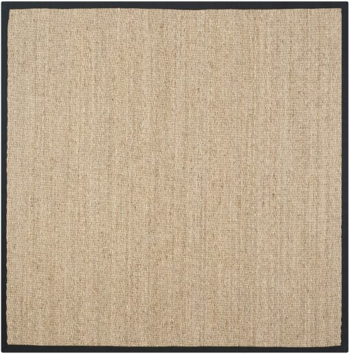 SAFAVIEH Natural Fiber Collection Area Rug - 10' Square, Natural & Black, Border Herringbone Seagrass Design, Easy Care, Ideal for High Traffic Areas in Living Room, Bedroom (NF115C) - Image 5