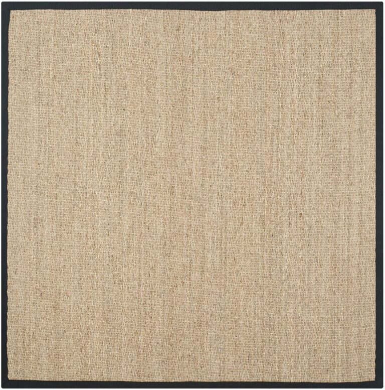 SAFAVIEH Natural Fiber Collection Area Rug - 10' Square, Natural & Black, Border Herringbone Seagrass Design, Easy Care, Ideal for High Traffic Areas in Living Room, Bedroom (NF115C) - Image 5