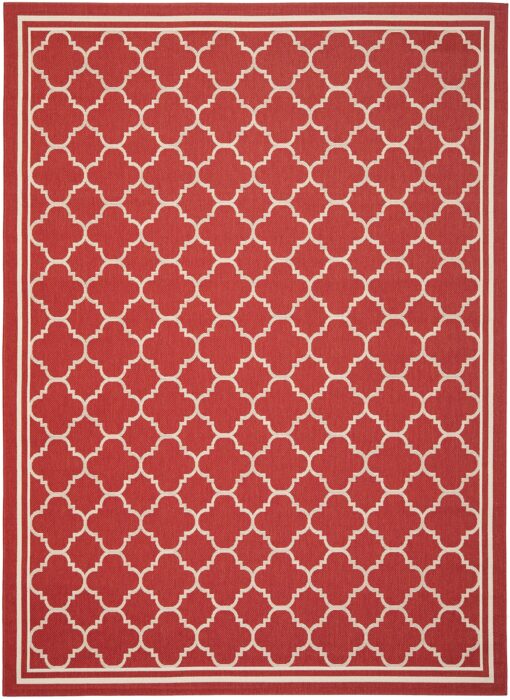 SAFAVIEH Courtyard Collection 8' x 11' Red/Bone CY6918 Trellis Indoor/ Outdoor Splashproof Easy Scrubbing Patio Backyard Mudroom Area Rug - Image 5