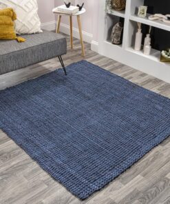 JONATHAN Y NRF102D-9SQ Pata Hand Woven Chunky Jute Navy 9' Square Area Rug, Bohemian, Transitional, Rustic for Home, Bedroom, Living Room, Kitchen, Entryway/Hallway