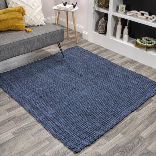 JONATHAN Y NRF102D-9SQ Pata Hand Woven Chunky Jute Navy 9' Square Area Rug, Bohemian, Transitional, Rustic for Home, Bedroom, Living Room, Kitchen, Entryway/Hallway