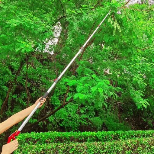 Prunrt 5.4-14.8 FT Tree Pruner Extendable 4 Sections, Telescopic Cut and Hold Trimmers Pole Saws Trimming Long Reach Pruning Shears Branch Cutter Clipper Bypass Lopper Fruit Picker - Image 3