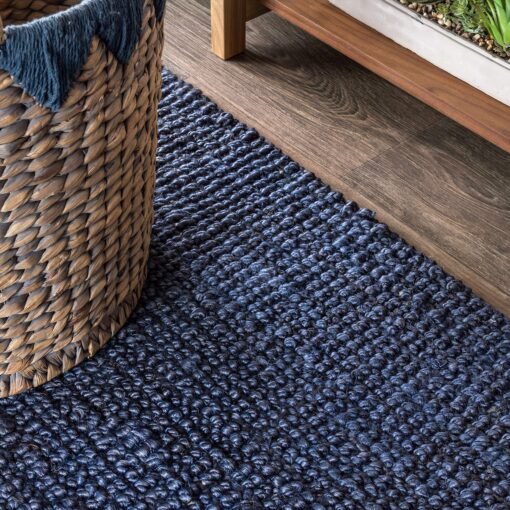 JONATHAN Y NRF102D-9SQ Pata Hand Woven Chunky Jute Navy 9' Square Area Rug, Bohemian, Transitional, Rustic for Home, Bedroom, Living Room, Kitchen, Entryway/Hallway - Image 4
