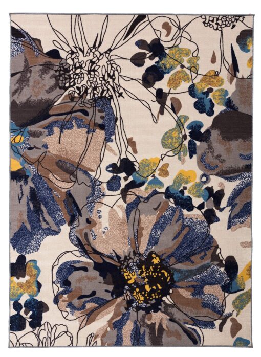 Rugshop Modern Bright Flowers Non-Slip (Non-Skid) Area Rug 8 x 10 (7' 10" x 10') Cream - Image 8