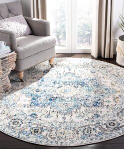 SAFAVIEH Madison Collection 11' Round Turquoise/Ivory MAD603K Oriental Snowflake Medallion Distressed Non-Shedding Dining Room Entryway Foyer Living Room Bedroom Area Rug