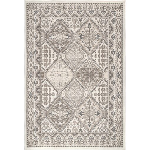 nuLOOM 8' Square Becca Traditional Tiled Area Rug, Becca Beige, Faded Transitional Design, Stain Resistant, for Bedroom, Dining Room, Living Room, Hallway, Office, Kitchen, Entryway - Image 4