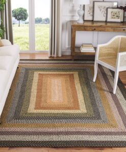 SAFAVIEH Braided Collection Area Rug - 9' x 12', Multi Color, Handmade, Country Cottage Design, Reversible, Ideal for High Traffic Areas in Entryway, Living Room, Bedroom (BRD308A)