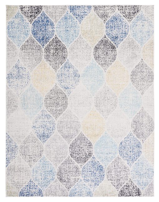 SAFAVIEH Madison Collection 9' x 12' IvoryBlue MAD604D Glam Ogee Trellis Distressed Non-Shedding Living Room Bedroom Dining Home Office Area Rug - Image 9
