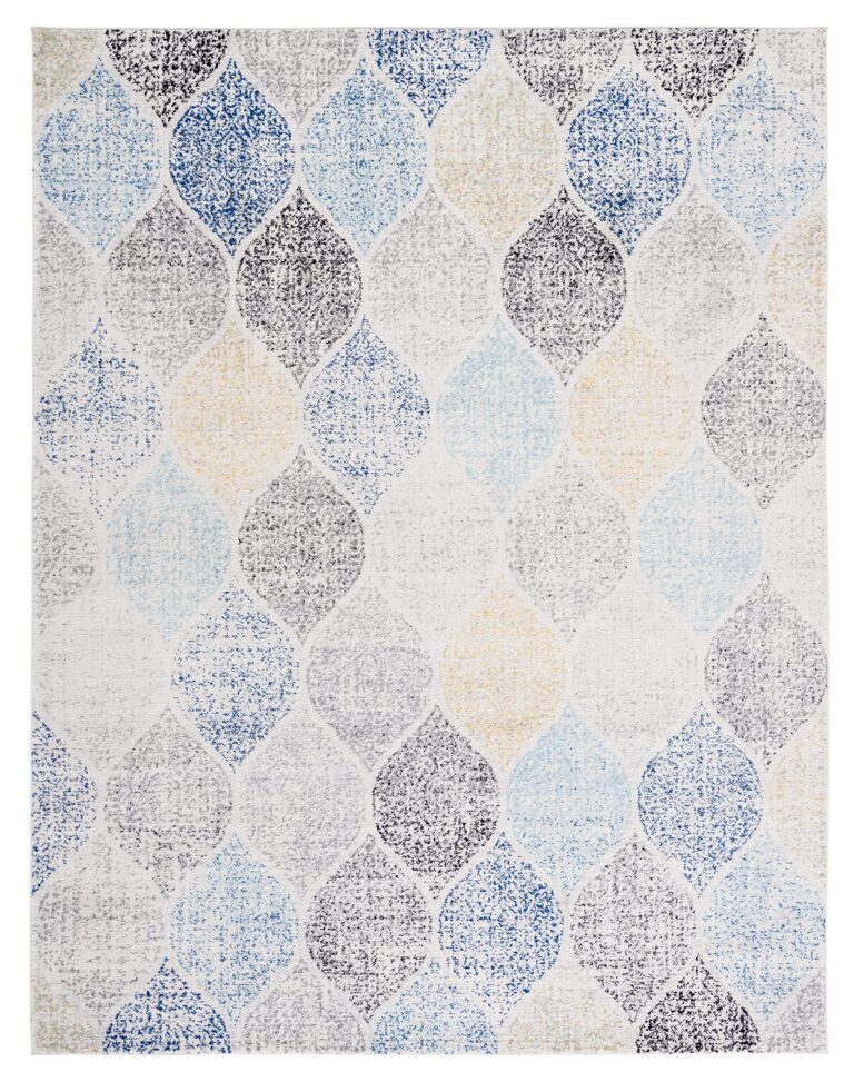 SAFAVIEH Madison Collection 9' x 12' IvoryBlue MAD604D Glam Ogee Trellis Distressed Non-Shedding Living Room Bedroom Dining Home Office Area Rug - Image 9
