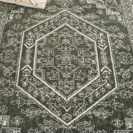 SAFAVIEH Adirondack Collection Area Rug - 9' x 12', Dark Green & Ivory, Transitional Design, Stain Resistant, Ideal for High Traffic Areas in Living Room, Bedroom & Dining Room (ADR108Y-9) - Image 2