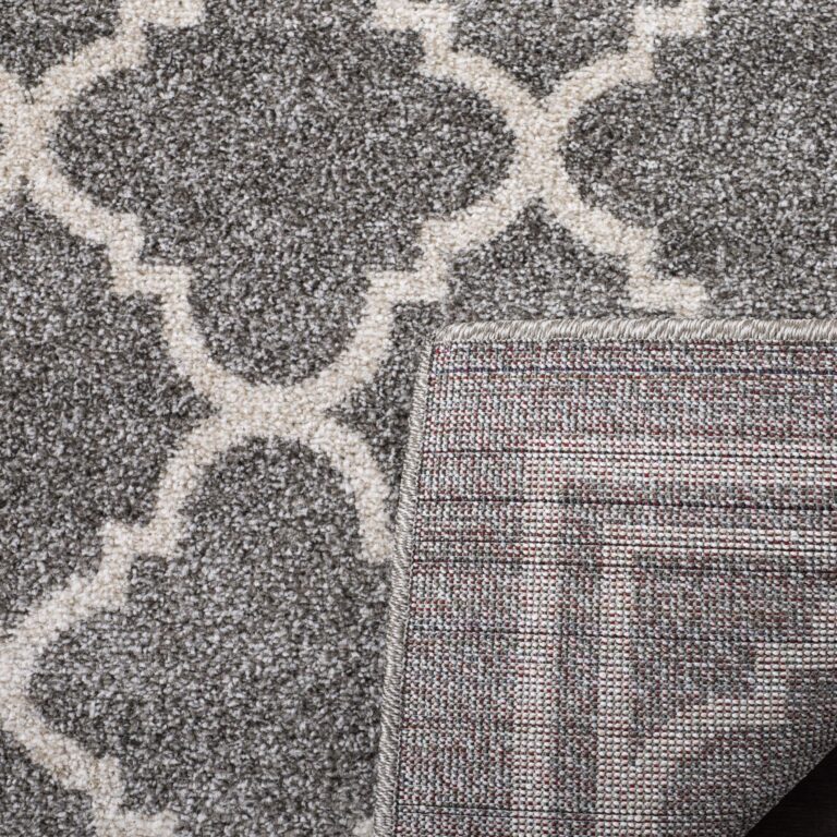 SAFAVIEH Amherst Collection X-Large Area Rug - 11' x 15', Dark Grey & Beige, Moroccan Trellis Design, Non-Shedding & Easy Care, Ideal for High Traffic Areas in Living Room, Bedroom (AMT422R) - Image 2
