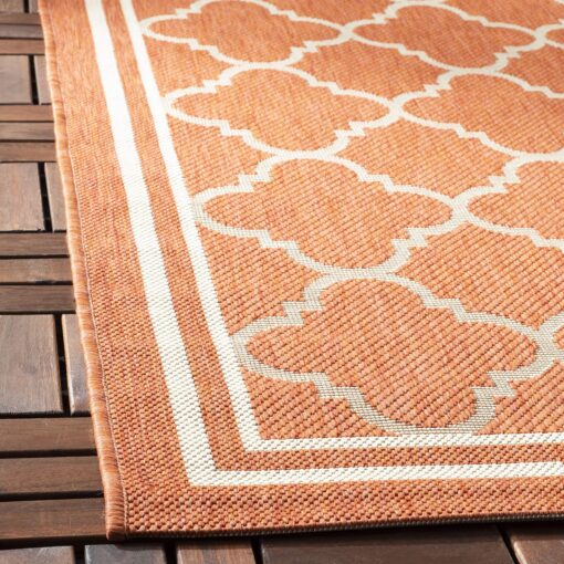 SAFAVIEH Courtyard Collection 8' x 11' Red/Bone CY6918 Trellis Indoor/ Outdoor Splashproof Easy Scrubbing Patio Backyard Mudroom Area Rug - Image 4