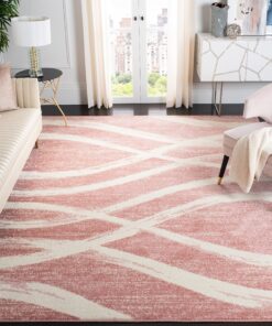 SAFAVIEH Adirondack Collection Area Rug - 9' x 12', Rose & Cream, Modern Wave Distressed Design, Non-Shedding & Easy Care, Ideal for High Traffic Areas in Living Room, Bedroom (ADR125Z)