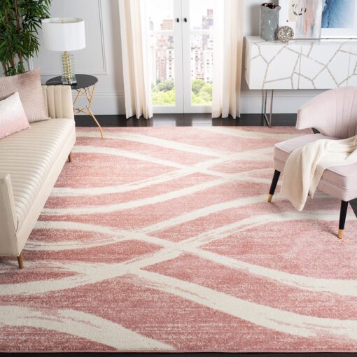 SAFAVIEH Adirondack Collection Area Rug - 9' x 12', Rose & Cream, Modern Wave Distressed Design, Non-Shedding & Easy Care, Ideal for High Traffic Areas in Living Room, Bedroom (ADR125Z)