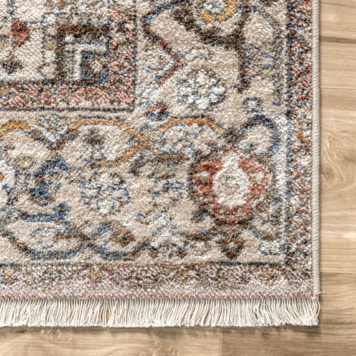 nuLOOM Harriet Vintage Medallion Fringe Area Rug - 9x12 Area Rug Traditional Light Brown/Ivory Rugs for Living Room Bedroom Dining Room Kitchen - Image 3
