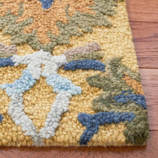SAFAVIEH Blossom Collection Area Rug - 6' x 9', Gold & Multi, Handmade Wool, Ideal for High Traffic Areas in Living Room, Bedroom (BLM402D) - Image 6