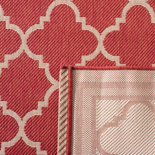 SAFAVIEH Courtyard Collection 8' x 11' Red/Bone CY6918 Trellis Indoor/ Outdoor Splashproof Easy Scrubbing Patio Backyard Mudroom Area Rug - Image 3