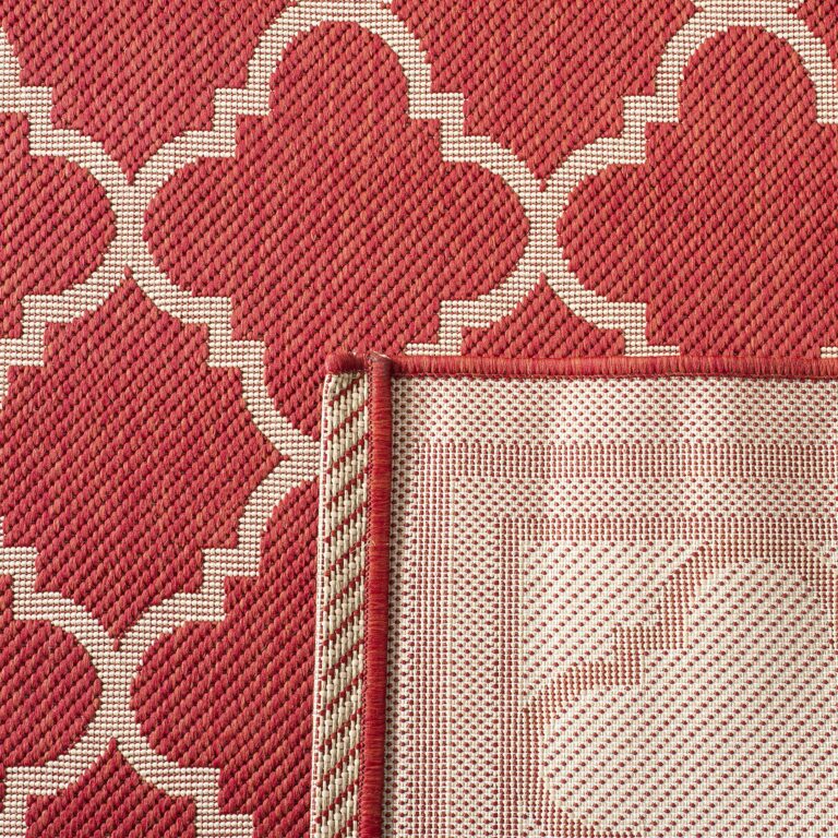 SAFAVIEH Courtyard Collection 8' x 11' Red/Bone CY6918 Trellis Indoor/ Outdoor Splashproof Easy Scrubbing Patio Backyard Mudroom Area Rug - Image 3