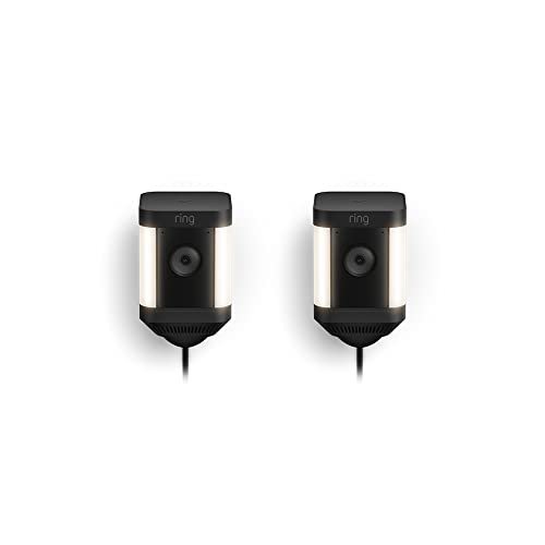 Ring Spotlight Cam Plus, Plug-In | Two-Way Talk, Color Night Vision, and Security Siren (2022 release) | 2-pack, Black