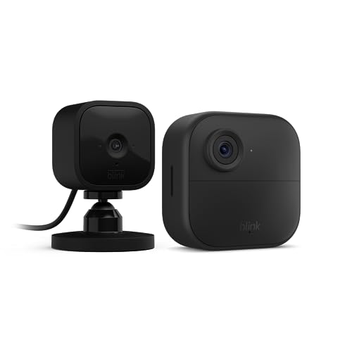 Blink Outdoor 4 (4th Gen) + Blink Mini – Smart security camera, two-way talk, HD live view, motion detection, set up in minutes, Works with Alexa – 1 camera system + Mini (Black)