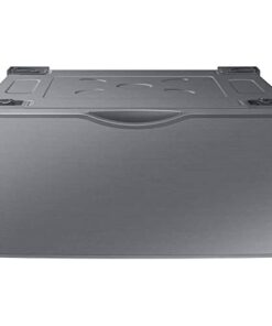 SAMSUNG 27-Inch Washer Dryer Pedestal Stand w/ Pull Out Laundry Storage Drawer, Stainless Steel, WE402NP/A3, Platinum