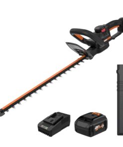 WORX Nitro 20V 22" Hedge Trimmer Cordless, Lightweight Cordless Hedge Trimmer with Dual-Action Blades 3400 SPM, Brushless PowerShare Bush Trimmer Cuts Branches 1" Thick – Battery & Charger Included