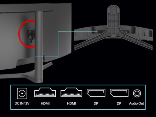 Gawfolk 34 Inch Ultrawide Curved Gaming Monitor, 1500R PC Screen 165hz UWQHD 3440x1440, Curved Computer Screen with FreeSync,Multi-Directional Adjustable Base - Image 3
