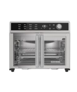 BLACK+DECKER Crisp 'N Bake Air Fryer Toaster Oven Combo, 12 in 1 Countertop Convection Oven Cooks Food Fast, Fits a Whole Pizza or 6 Toast Slices, French Doors with Stainless Steel Finish