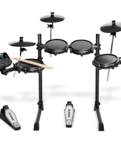 Alesis Turbo Mesh Kit – Electric Drum Set With 100+ Sounds, Quiet Mesh Drum Pads, Drum Sticks, Connection Cables, Drum Lessons
