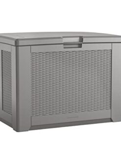 Rubbermaid Medium Resin Outdoor Storage Deck Box (74 Gal), Weather Resistant, Gray, Deck Organization for Home/Backyard/Pool Chemicals/Toys/Garden Tools/Porch/Patio Cushions