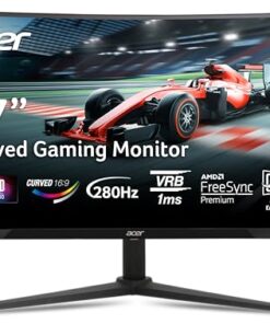 Acer Nitro 27 Inch 1500R Curved Zero-Frame Full HD (1920 x 1080) Gaming Monitor | AMD FreeSync Premium | Up to 280Hz Refresh | 1ms VRB | 1 x Display Port 1.4 and 2 x HDMI 2.0 Ports | XZ270