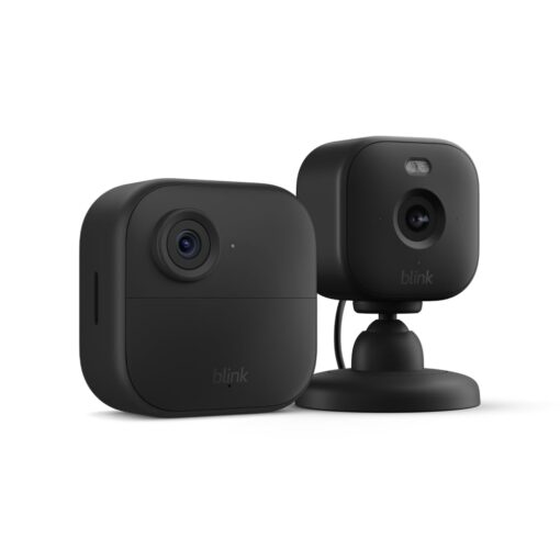Blink Outdoor 4 + Blink Mini 2 — Smart security cameras, two-way talk, HD live view, motion detection, set up in minutes, Works with Alexa — 1 camera system + Mini 2 (Black)