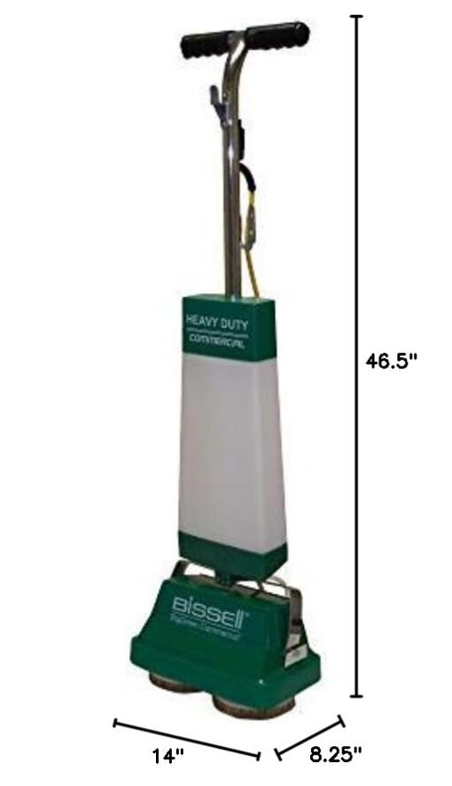 BiSSEll BigGreen BGFS5000 Portable Two Brush Floor Scrubber & Polisher, 13" W x 7" D x 44" H, White & Green - Image 2