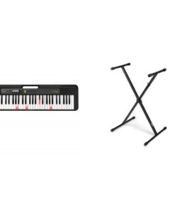 Casio 61-Key Portable Keyboard (LK-S250) and OnStage KS7190 Classic Single-X Keyboard Stand, Black