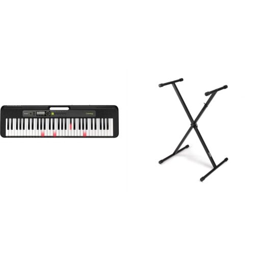 Casio 61-Key Portable Keyboard (LK-S250) and OnStage KS7190 Classic Single-X Keyboard Stand, Black