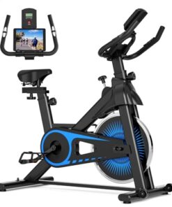 UPREIGN Indoor Cycling Bike - Adjustable Resistance Stationary Bike for Home Exercise, Indoor Cycling Bike with Smartphone Holder, LCD Display and Heart Rate Monitor, Blue