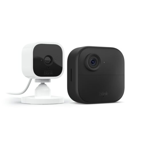 Blink Outdoor 4 (4th Gen) + Blink Mini – Smart security camera, two-way talk, HD live view, motion detection, set up in minutes, Works with Alexa – 1 camera system + Mini (White)