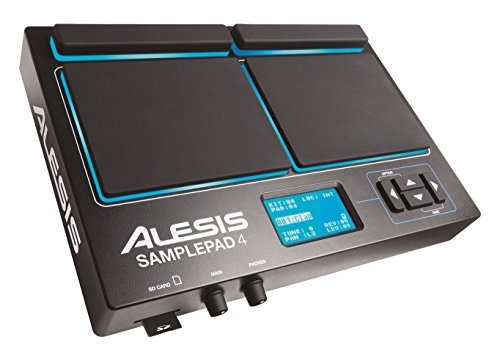 Alesis Sample Pad 4 | Compact Percussion and Sample Triggering Instrument with 4 Velocity Sensitive Pads, 25 Drum Sounds and SD/SDHC Card Slot,Black