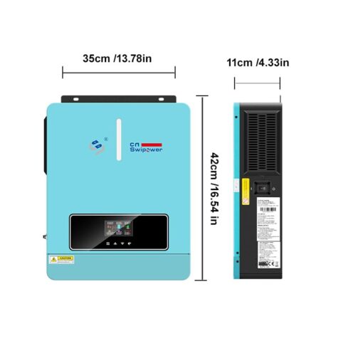 Xijia 3600W Hybrid Pure Sine Wave Power Inverter with 120A MPPT Solar Charger，dc 24V to ac 110v 60HZ Solar Converter for Home,Car ＆Cabin (DC24V(Range20V-30V) 3600VA) - Image 3