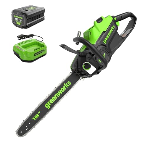 Greenworks 80V 18" Brushless Cordless Chainsaw (Great For Tree Felling, Limbing, Pruning, and Firewood), 75+ Compatible Tools, 4.0Ah Battery and Charger Included