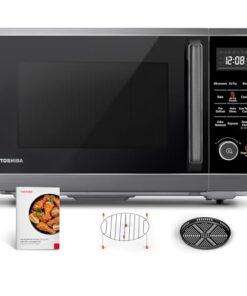 TOSHIBA Air Fryer Combo 8-in-1 Countertop Microwave Oven, with Convection, Broil, Odor Removal Mode, 12.4" Position Memory Turntable, Child-Lock, 1.0 Cu.ft, Black Stainless Steel, ML2-EC10SA(BS)