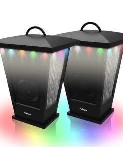 pohopa Bluetooth Speakers Waterproof, 2 Packs True Wireless Stereo Sound 20W Dual Pairing Lantern Indoor Outdoor with 20 Piece Responsive LED Color Lights, Richer Bass, Black