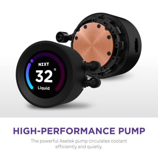 NZXT Kraken Elite 280 RGB - RL-KR28E-B1 - 280mm AIO CPU Liquid Cooler - Customizable 2.36" LCD Display for Images, Performance Metrics - High-Performance Pump - 2 x F140 RGB Core Fans - Black - Image 6