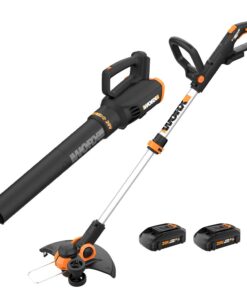 Worx 20V String Trimmer Cordless & Edger 3.0 + Leaf Blower Cordless with Battery and Charger Turbine, Black and Orange