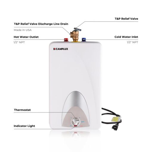 CAMPLUX Electric Mini-Tank Water Heater ME40 4.0 Gallons, Point of Use No Wait for Hot Water Under Kitchen Sink 120V 1440W, Wall or Floor Mounted, UL Listed - Image 2
