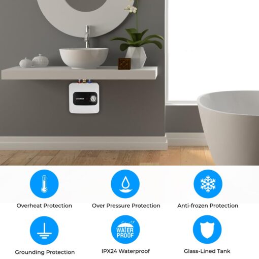 CAMPLUX Mini Tank Electric Water Heater 1.3 Gallons Hot Water Heaters 120V, Under Sink Water Heater with Cord Plug 1.44kW - Image 6