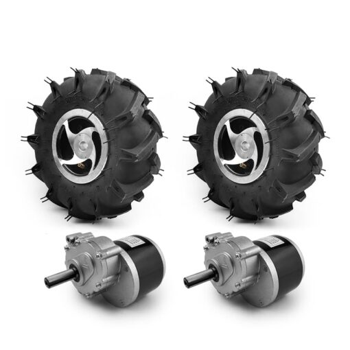L-faster Dual Drive Motor Wheel Kit for Electric Agricultural Tool, Tiller, Garden Farm, Hand Cart, 10 Inch Tire, 24V, 500W (Agricultural kit E, Max Speed 6kph)